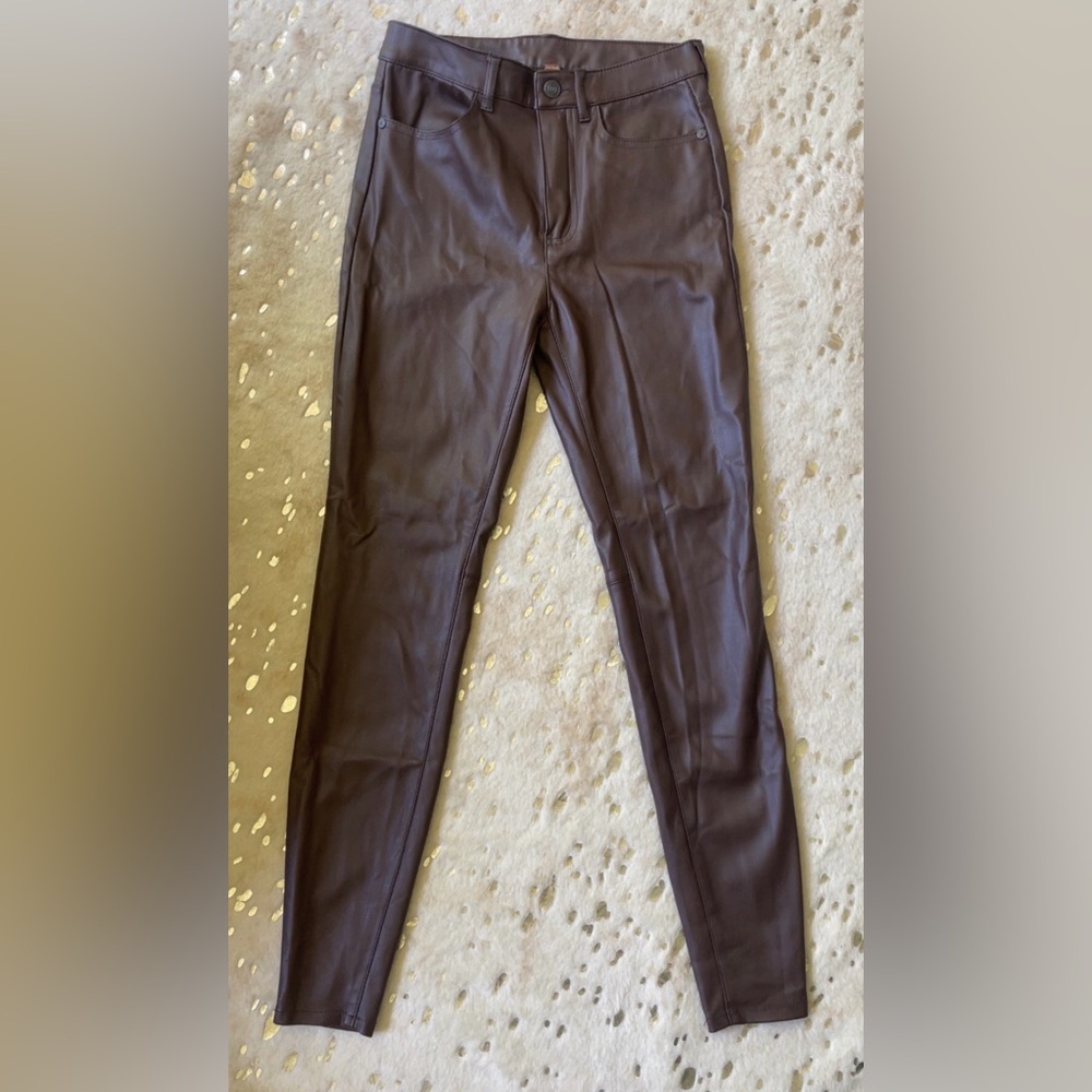 Free People Espresso Faux Leather Pants 27